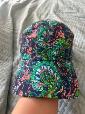 Lilly Pulitzer Navy Floral Paisley Baseball Cap with Green and Pink Accents